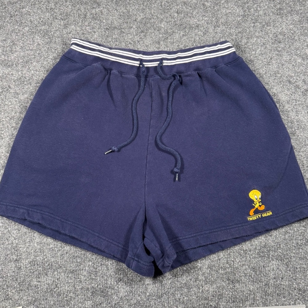 Vintage 90's Warner Bros Studio Tweety Gear Navy Blue Cotton Shorts Womens XL